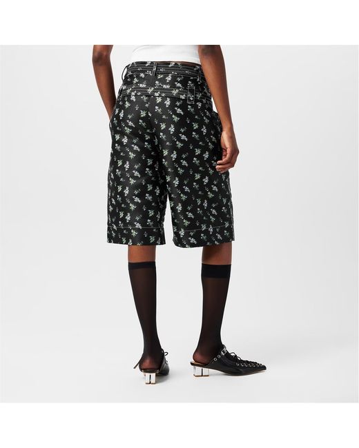 Ganni Black Jacquard Shorts