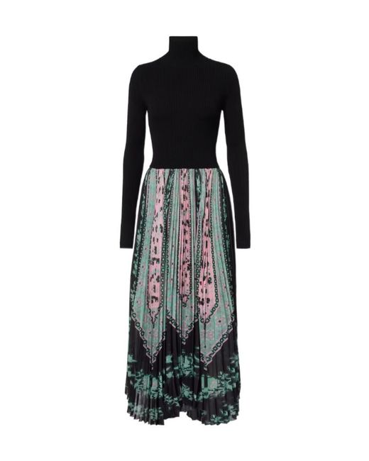 LaDoubleJ Black Moondance Plissé Satin Midi Dress