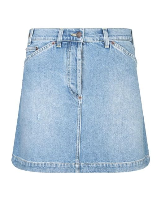 Moschino Blue Laurel Crown Label Denim Mini Skirt