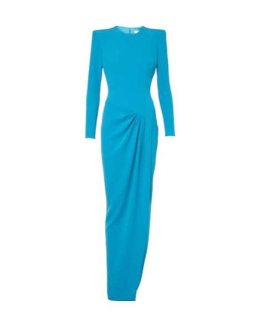 Alex Perry Blue Draped Asymmetric Crepe Gown