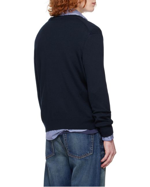 Maison Kitsuné Blue Maison Kitsuné Bold Fox Head Patch Knitted Jumper for men