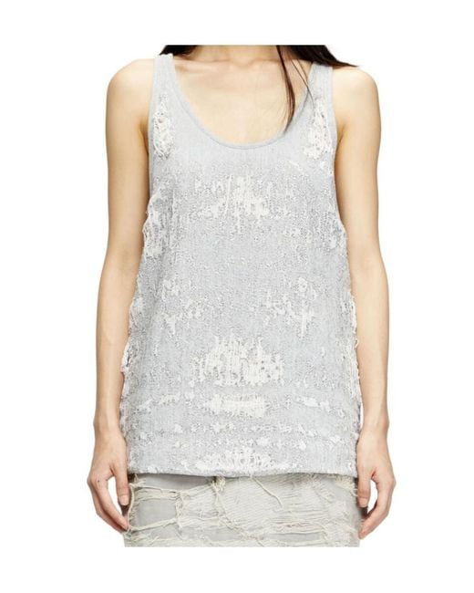 DIESEL White De-Dalby-Fsg Destroyed Jacquard Denim Top