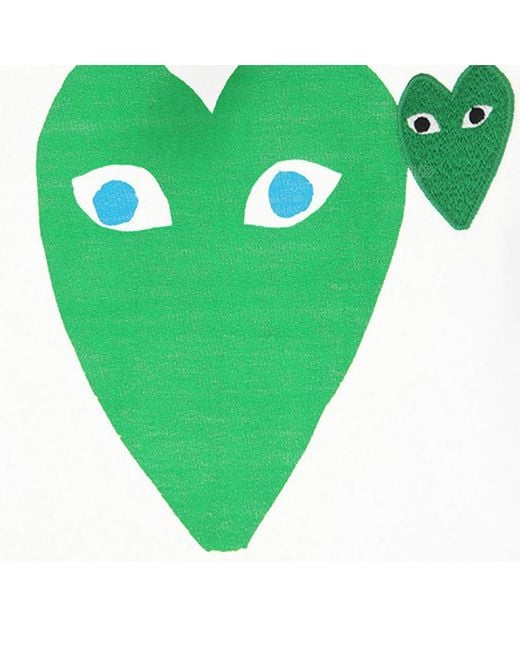 Comme des Garçons Green Heart-Shaped Round Collar T-Shirt