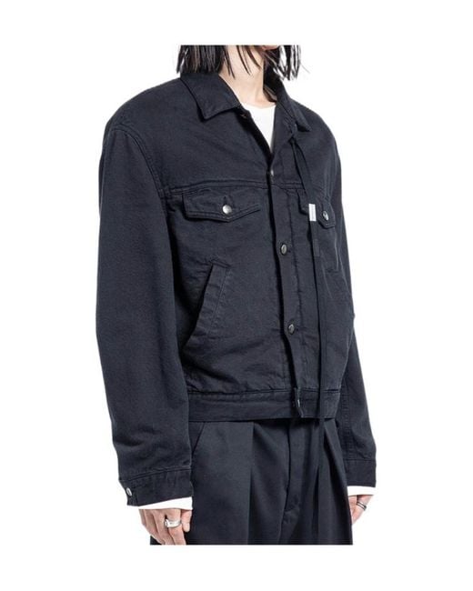 Ann Demeulemeester Blue Long-Sleeved Denim Jacket for men