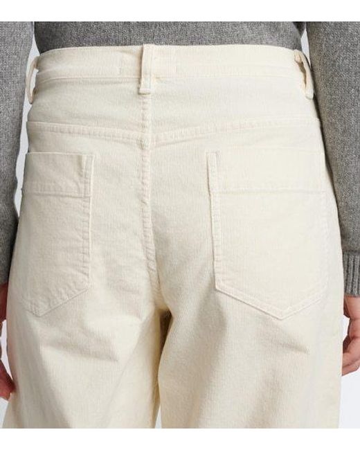 Nili Lotan White Tribeca Cotton-Blend Corduroy Barrel-Leg Pants