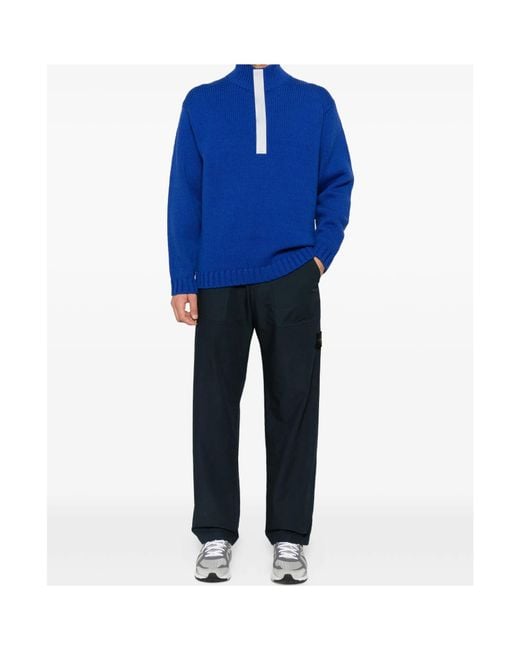 Stone Island Blue Belt Loops Slacks for men