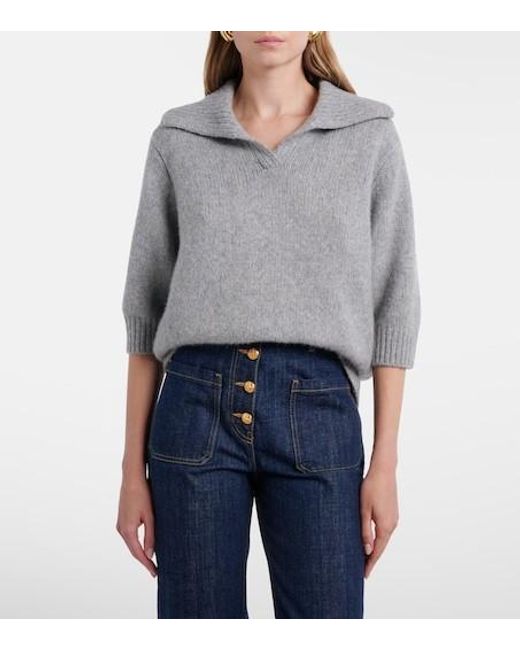 Lisa Yang Gray Lailai Cashmere And Silk Polo Sweater