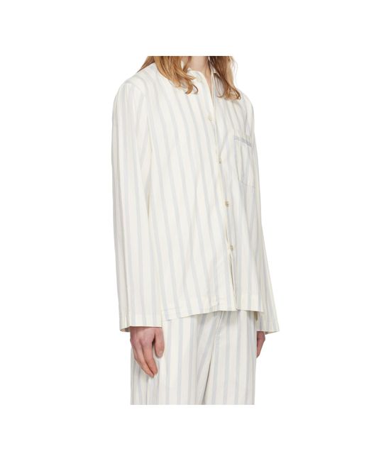 Tekla White Striped Long-Sleeved Shirt Pajamas for men