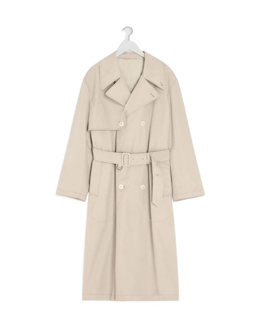 Lemaire Natural Double-Breasted Belted Trench Coat for men
