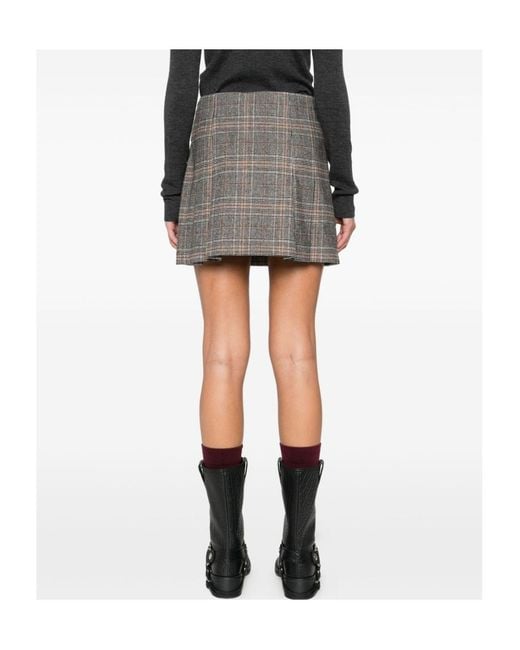 Pinko Gray Checked Wrapped Mini Skirt