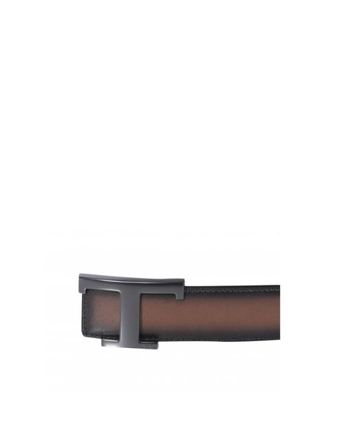 Tod's Black Reversible Logo Plaque Buckle Belt for men