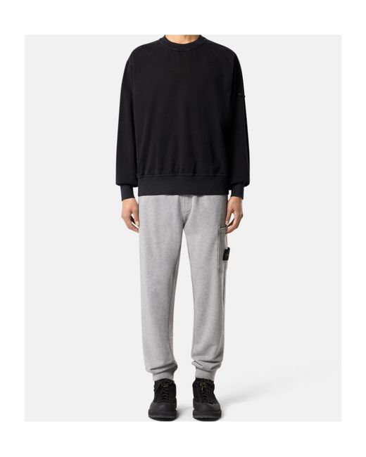 Stone Island Gray Cargo Badge Joggers for men