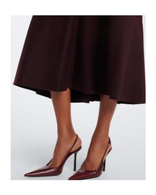 Victoria Beckham Purple Bela Gathered Virgin Wool Midi Dress