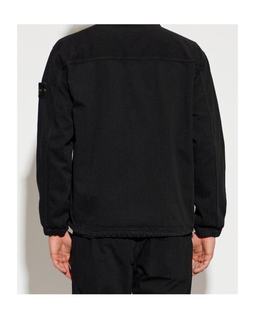 Stone Island Black Long Sleeve Logo Patch Jacket for men