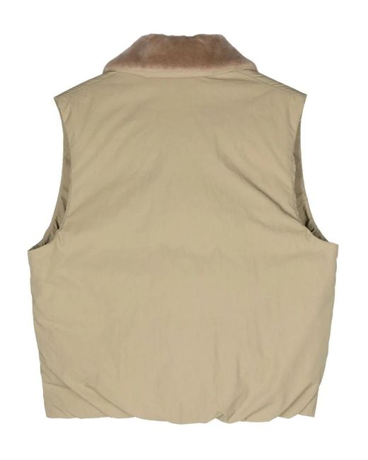Nanushka Natural Fleece-Collar Padded Gilet