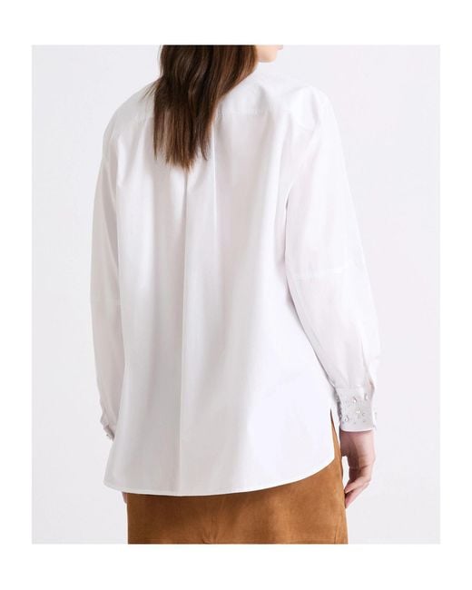 Marella White Embroidered Cotton Shirt
