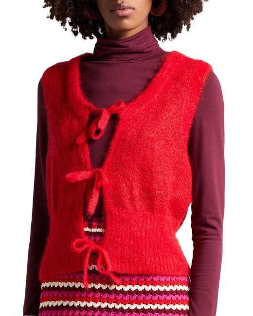 Ganni Pink Solid-Color Sleeveless Knitted Vest