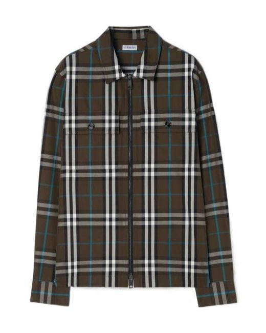 Burberry Black Check Cotton Overshirt for men