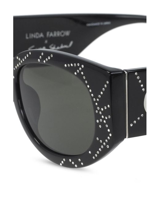 Linda Farrow Multicolor X Sara Shakeel Debbie Rectangle Framed Sunglasses