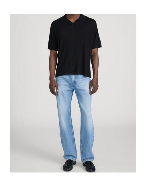 FRAME Black Relaxed Knit Polo Shirt for men