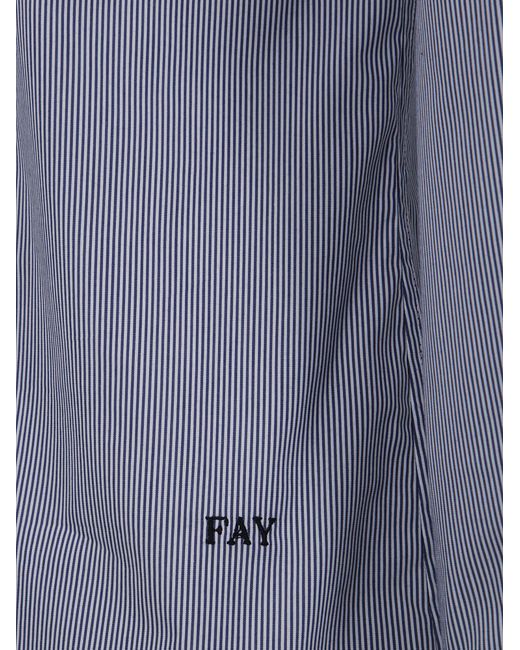 Fay Blue Logo-Embroidered Shirt for men