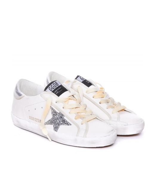 Golden Goose Deluxe Brand White Super Star Glittered Sneakers