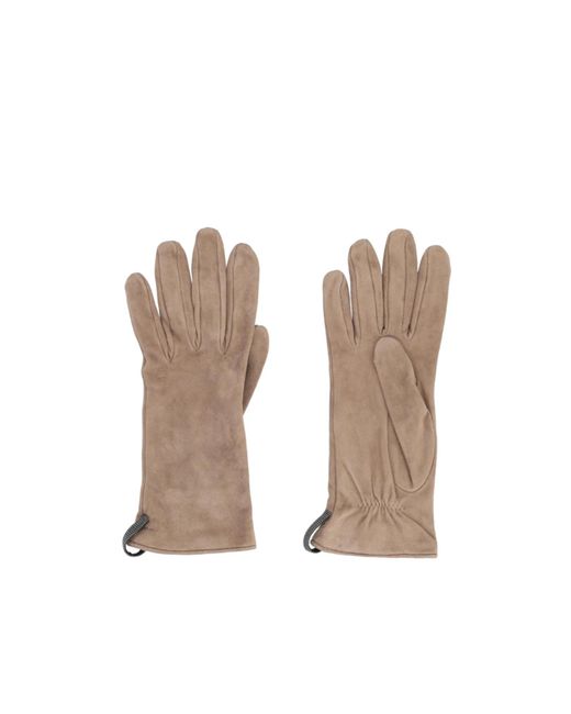 Brunello Cucinelli Natural Monili Embellished Gloves