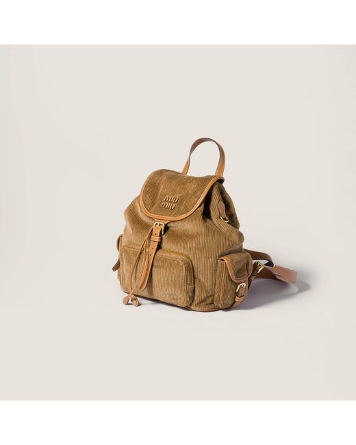 Miu Miu Brown Corduroy Backpack