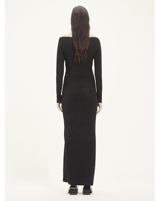 Courreges Black Gather Crepe Jersey Long Dress