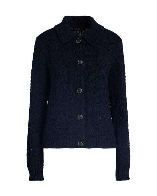 Rag & Bone Blue Solid Color Knit Long-Sleeve Coat