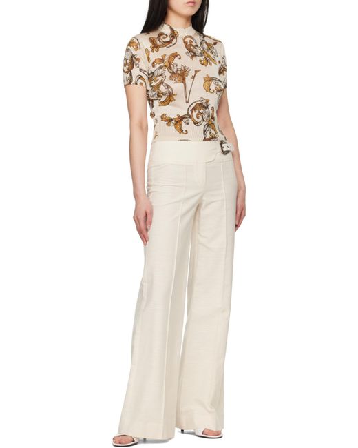 Versace Jeans White Couture Baroque Buckle Pants
