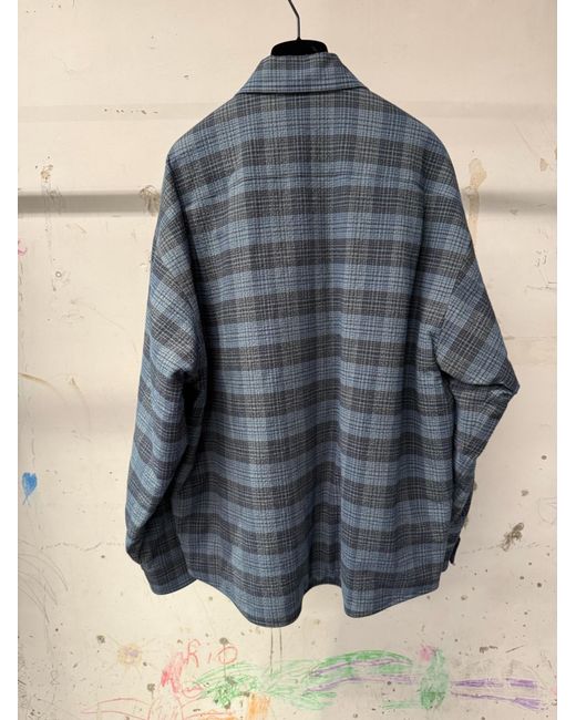 Balenciaga Blue Checked Zip-Up Jacket for men