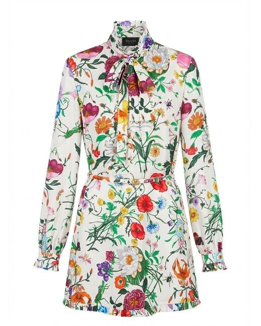 Gucci White Printed Twill Dress