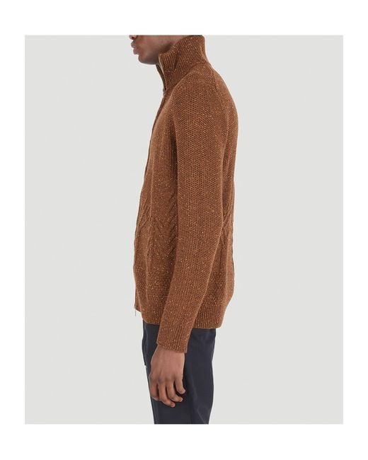 RANRA Brown Full-Zip Wool Blend Knit Cardigan for men