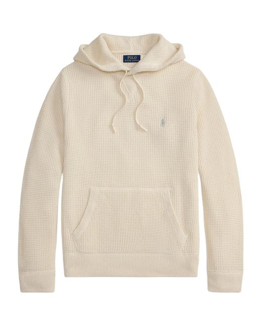 Polo Ralph Lauren White Overhead Cotton Wool Knitted Hoodie for men