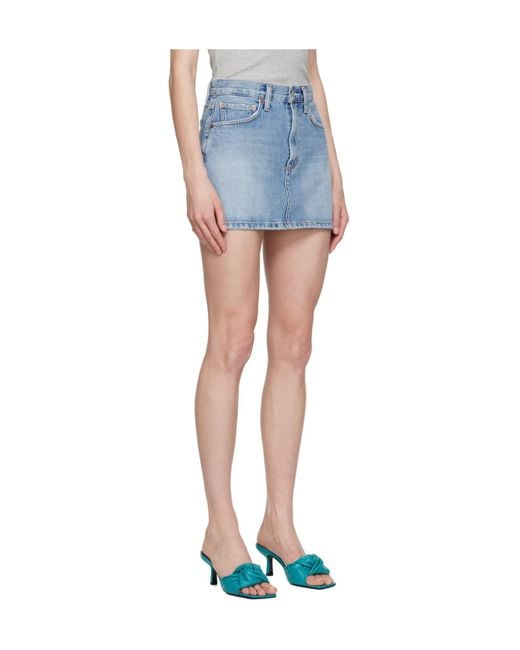 Agolde Blue Five Pocket Denim Skirt