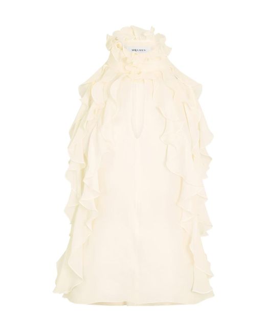 McQueen White Alex Hn Ruffle Woven Cami Vest