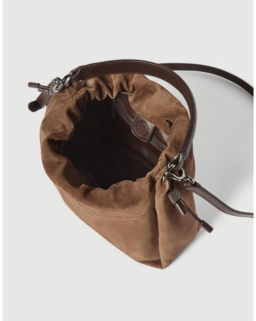 Brunello Cucinelli Brown Mellow Small Bucket Bag