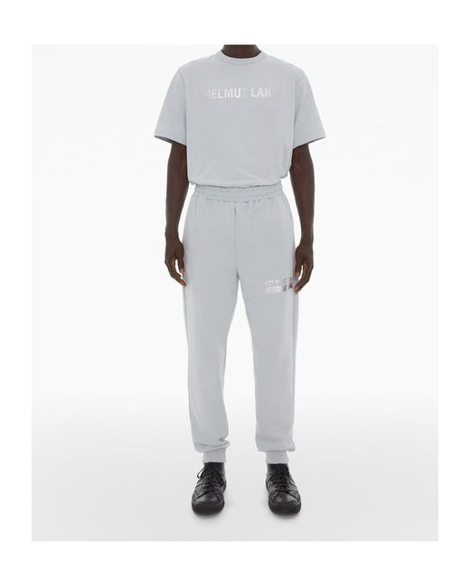 Helmut Lang Gray Logo-Print Cotton Track Pants for men
