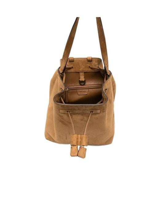 The Row Brown Drawstring-Fastening Suede Backpack