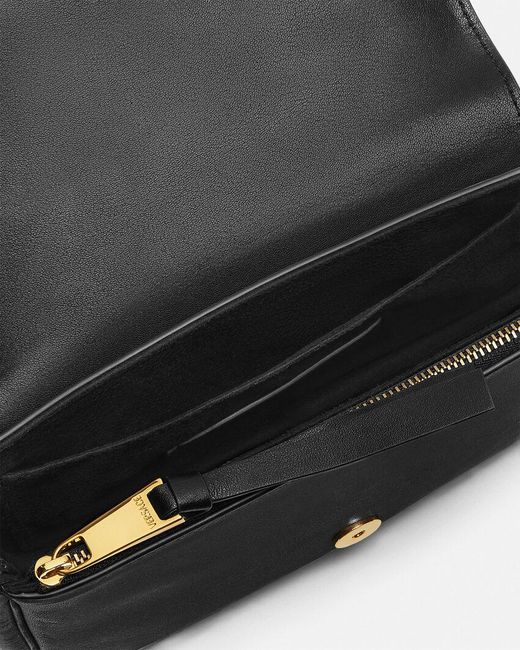 Versace Black Tag Foldover Top Mini Shoulder Bag