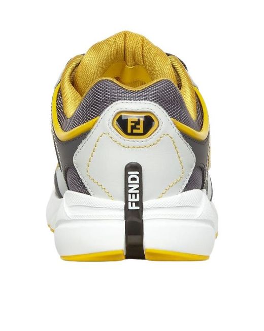 Fendi Green Mesh And Leather Low-Tops for men