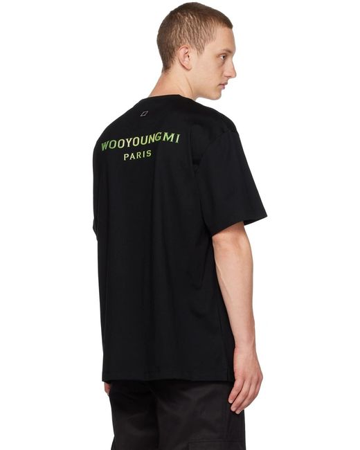 Wooyoungmi Black Logo-Embroidered Cotton T-Shirt for men