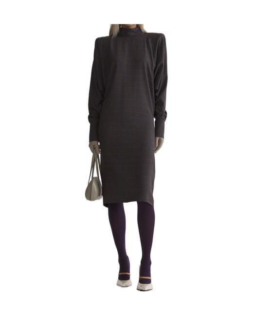Mugler Black Midi Bat Sleeves Dress
