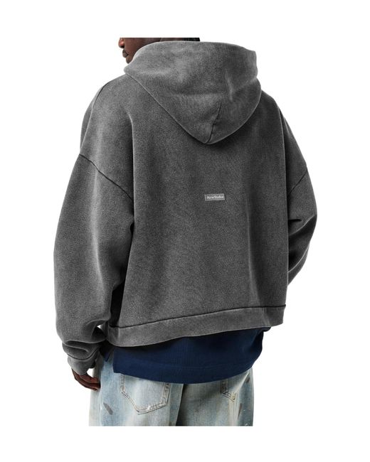 Acne Gray Charcoal Cropped Hoodie for men