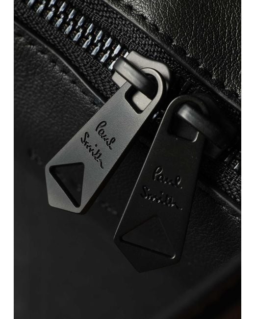 Paul Smith Black Hotel Stickers Zip-Up Briefcase for men
