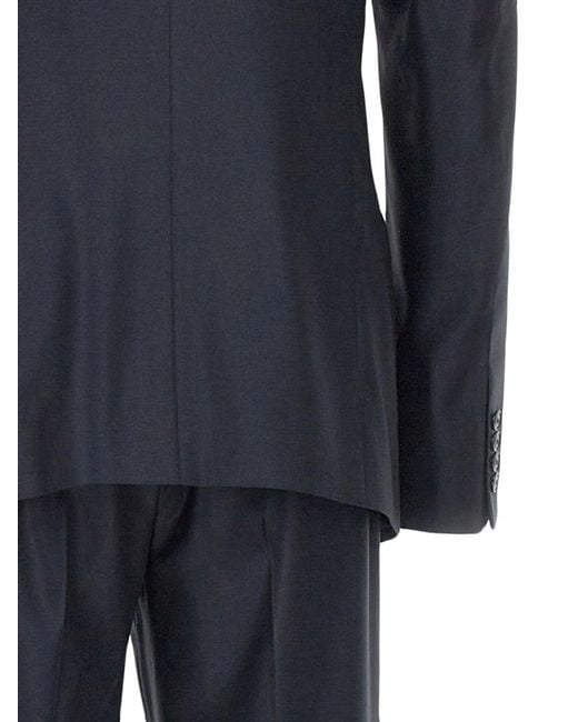 Emporio Armani Blue Single-Breasted Shawl-Lapel Suit for men