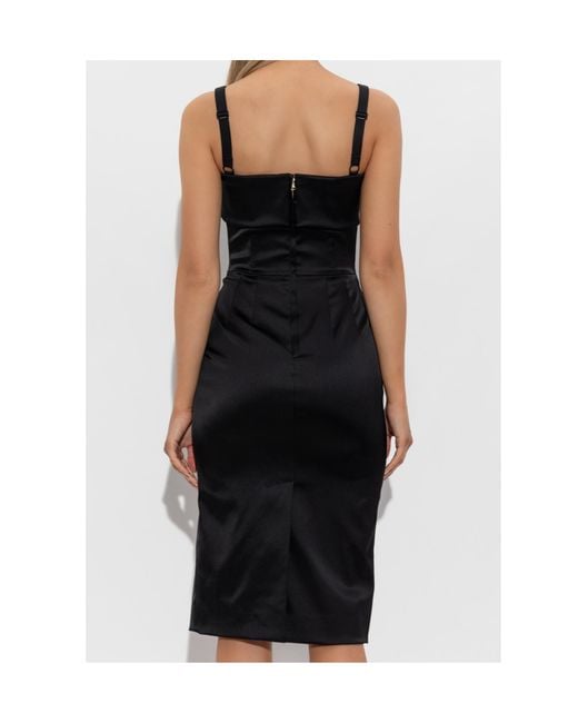Dolce & Gabbana Black Satin Midi Slip Dress