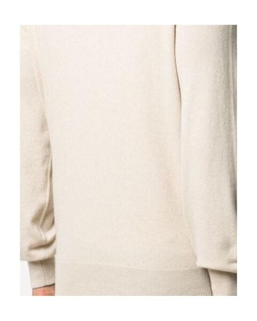 Brunello Cucinelli White Long Sleeved Crewneck Jumper for men
