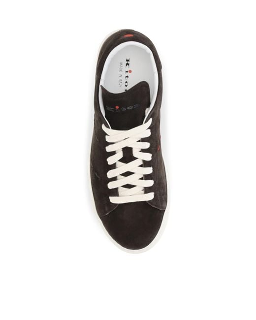 Kiton Black Lace-Up Low-Top Sneakers for men